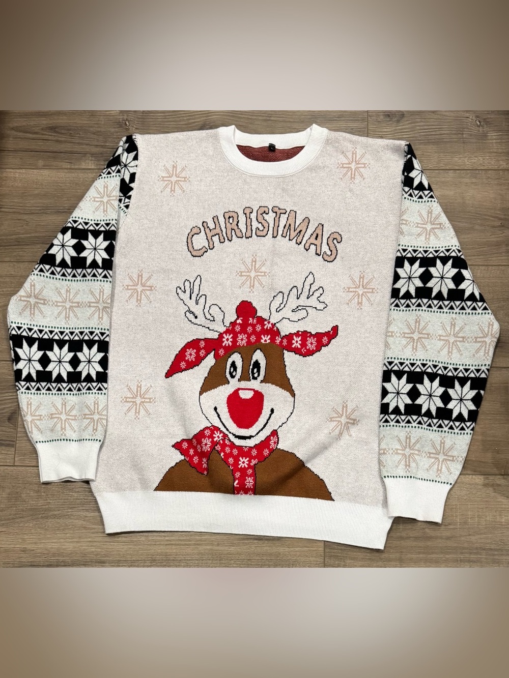Ugly Christmas Sweater Reindeer Fair Isle Holiday Knit Size L NWOT